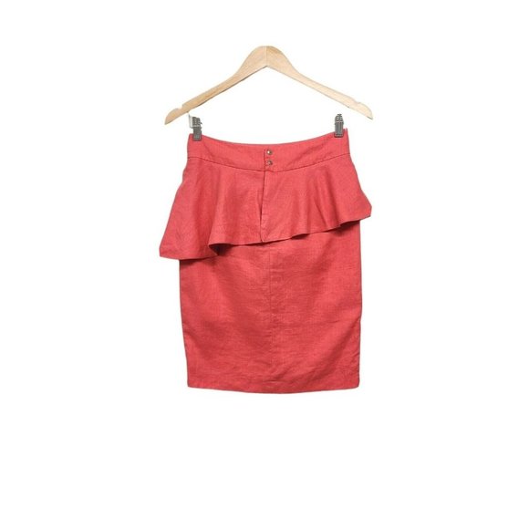 Pink Martini Womens Size XS Linen Coral Peplum Skirt Kick Pleat Office W… - Picture 2 of 8